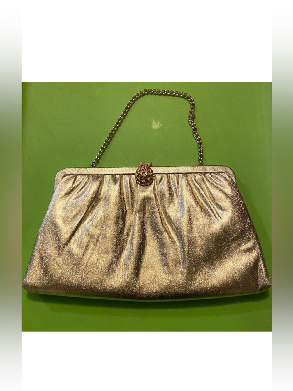 VTG,HL USA Glamorous Gold Chain Clutch Handbag